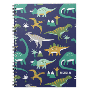 Jurassic Green BLUE Dinosauruspatroon met Kind Naa Notitieboek