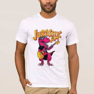 Jurassic Jam Mannen T-Shirt – Dinosaur aan het spe