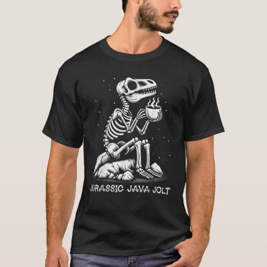 Jurassic Java Jolt Coffee Lover Skeleton Fun Dino' T-shirt (Voorkant)