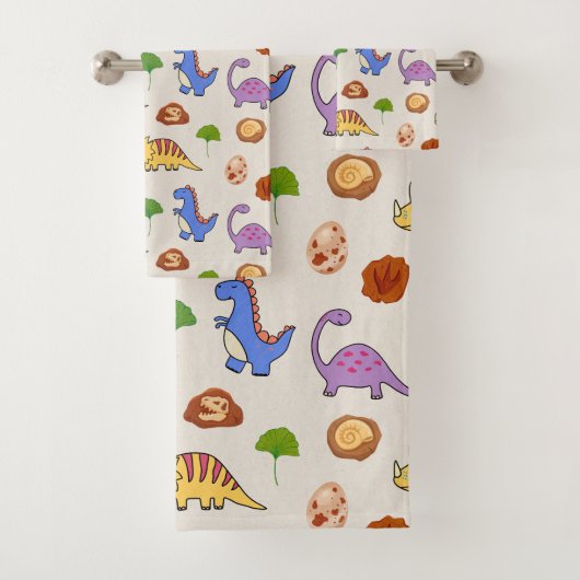 Jurassic Joy Dinosaurs Bath Towel Set Bad Handdoek (Insitu)