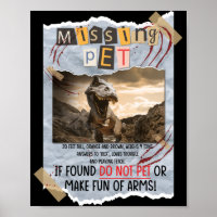 Jurassic Missing Pet T Rex Poster Taped Sign