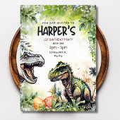 Jurassic Party T-Rex dinosaurus 1e verjaardag Kaart