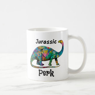 Jurassic Perk Colorful Dinosaur White Koffiemok