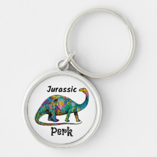Jurassic Perk Colorful Dinosaur White Sleutelhanger