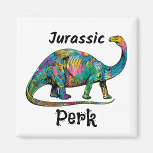 Jurassic Perk Kleurrijke Dinosaurus Wit Magneet