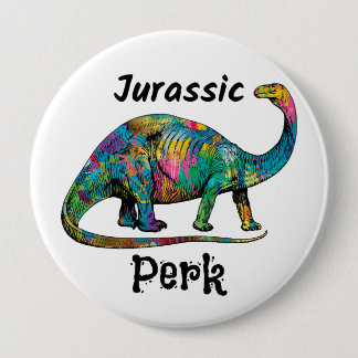 Jurassic Perk Kleurrijke Dinosaurus Wit Ronde Button 4,0 Cm