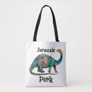 Jurassic Perk Kleurrijke Dinosaurussen Wit Draagtas
