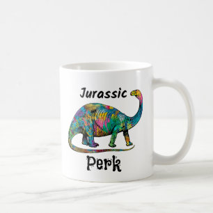 Jurassic Perk Kleurrijke Dinosaurussen Wit Koffiemok