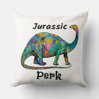 Jurassic Perk Kleurrijke Dinosaurussen Wit Kussen