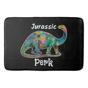 Jurassic Perk Kleurrijke Dinosaurussen Zwart Badmat