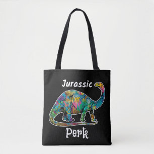 Jurassic Perk Kleurrijke Dinosaurussen Zwart Draagtas