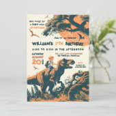 Jurassic Ride Verjaardagsfeest Kaart (Staand voorkant)