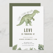 Jurassic T-Rex Boy Dinosaur Invitation Anniversair (Devant / Derrière)