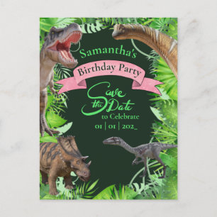 Jurassische Dinosaurussen Jungle Meisjesachtig Briefkaart