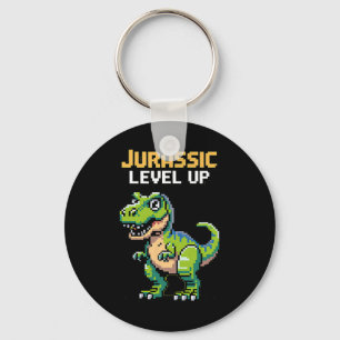 Juric Level Up Pixel Dinosaur Retro Gamer  Sleutelhanger