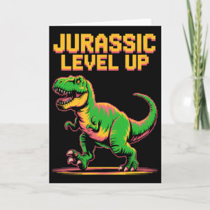Juric Level Up Pixel Dinosaur Verjaardag Gamer  Kaart
