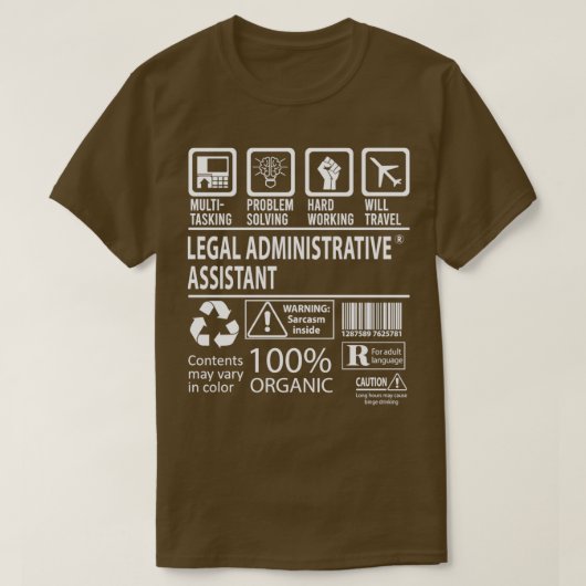 Juridisch administratief assistent t-shirt (Design voorkant)