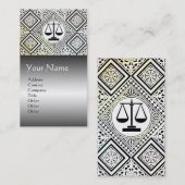 JURIDISCHE KANTOOR, ADVOCAAT DAMASK Zwart Wit Grij Visitekaartje (Voorkant / Achterkant)