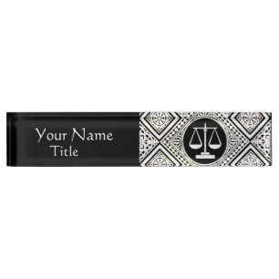 JURIDISCHE KANTOOR, ATTORNEY BLACK WHITE DAMASK NAAMBORDJE