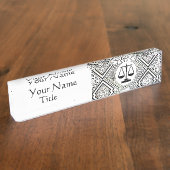 JURIDISCHE KANTOOR, ATTORNEY BLACK WHITE DAMASK NAAMBORDJE (Zijkant)