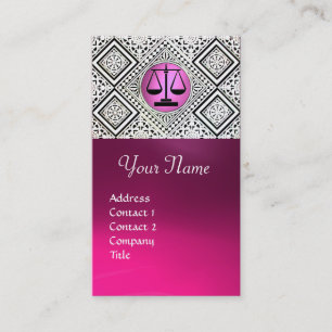 JURIDISCHE KANTOOR, ATTORNEY PINK BLACK WHITE DAMA VISITEKAARTJE