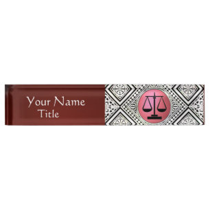 JURIDISCHE KANTOOR, ATTORNEY RED PINK WHITE DAMASK NAAMBORDJE