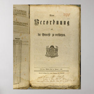 Juridische procedure van 1776 poster