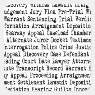 Juridische woorden Terminologie Vierkante Sticker