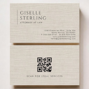 Jurist Luxe Neutrale Linnen QR-code Visitekaartje