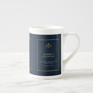 Jurist Rechtenstudie Cadeau Navy Gouden Frame Aang Porselein Kop