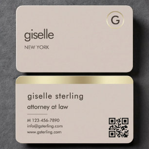 Jurist Visitekaartje Neutraal Goud QR Code