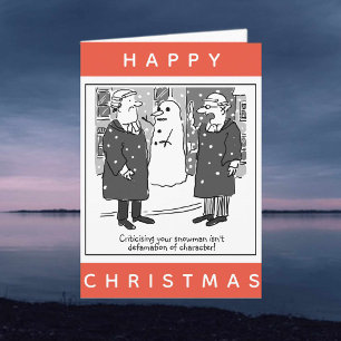 Juristen en een sneeuwman cartoon kerst kaart