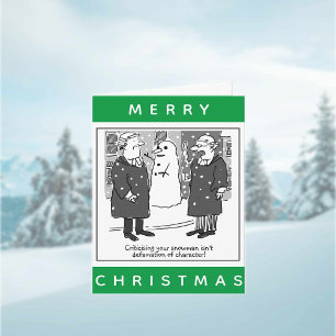 Juristen En een Sneeuwman Cartoon Kerstmis Kaart