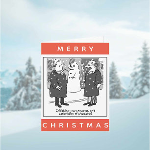 Juristen en een Sneeuwman Cartoon Kerstmis Kaart