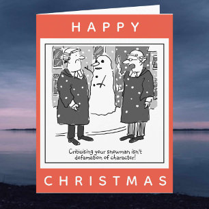 Juristen en Snowman Cartoon Happy Kerstmis Kaart