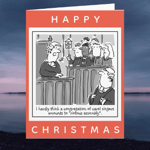Juristen Grappige Rechtbank Cartoon Kerstmis Kaart