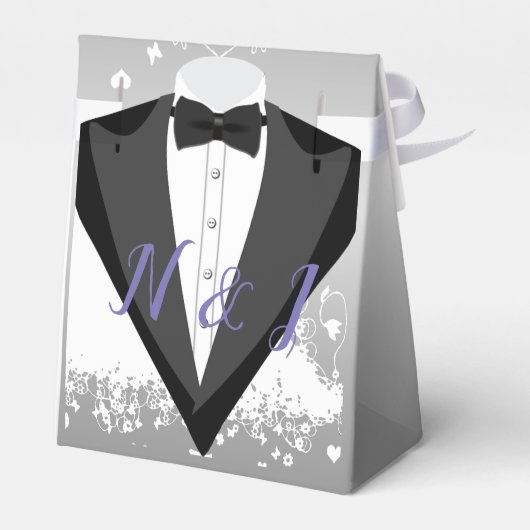 Jurk en Tuxedo Design Bruiloft Favor Box Bedankdoosjes (Achterkant)