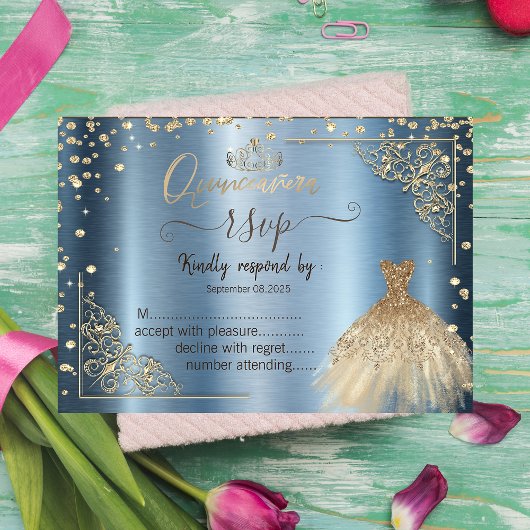 Jurk Tiara, Diamanten Blauw Metallic RSVP