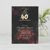 Jurk, Tiara, Rode Rozen 40e verjaardag Kaart (Staand voorkant)