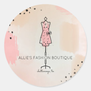 Jurk Vorm Lijn Tekening Mode Business Logo Ronde Sticker