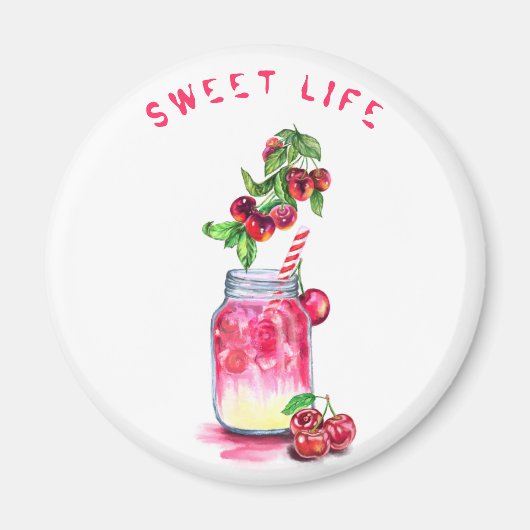 Jus de cerise Cool Boire des fruits Magnet (Devant)