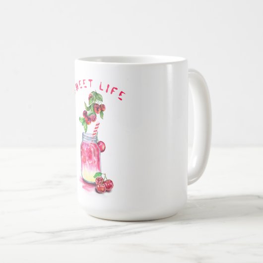 Jus de cerise Cool Boire Fruits Café Mug (Devant droit)