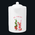 Jus de fraise Boire des fruits Teapot<br><div class="desc">Jus de fraise frais Boisson Cool - Fruits d'été Dessin Nature Santé - Choisissez / Ajoutez votre texte unique / Police / Couleur - Faites votre cadeau spécial - Redimensionnez et déplacez ou retirez et ajoutez des éléments / image avec outil de personnalisation ! - Dessin et design par MIGNED....</div>