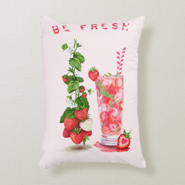 Jus de fraise frais Boire Coussin Texte personnali (Devant(Vertical))
