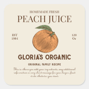 Jus de fruits vintage de pêche Étiquette de produi