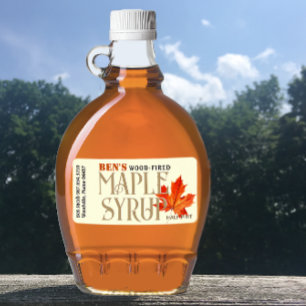Jus de sirop d'érable ivoire Étiquette avec feuill