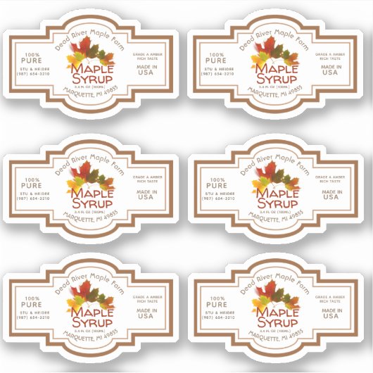 Jus de sirop d'érable minuscule Étiquette Feuilles (Devant)