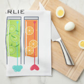 Jus d'été nom personnalisé serviette de cuisine (Quart Plié)