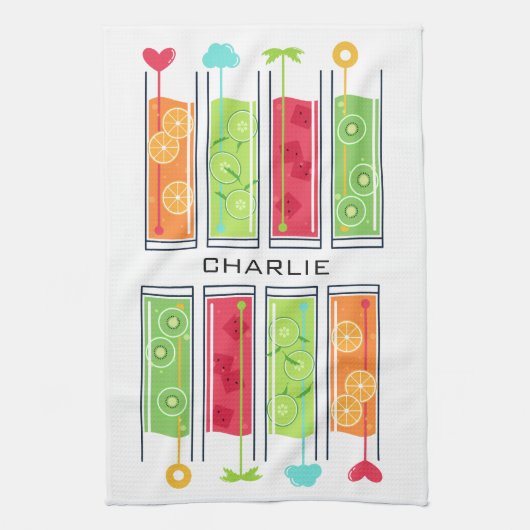 Jus d'été nom personnalisé serviette de cuisine (Vertical)