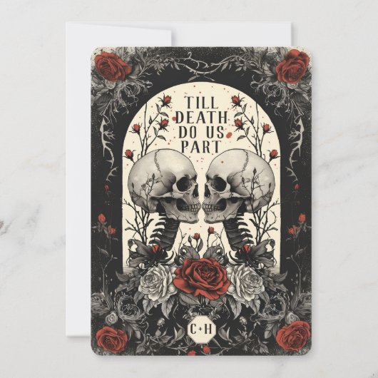 Jusqu'à la mort Rose Goth Faire-part de mariage (Dos)